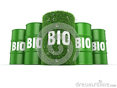 3D rendering barrel of biofuels Stock Photo