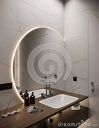 3d rendering of bathroom corner with some stuff. Stock Photo
