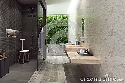 3D rendering Bathroom interior Stock Photo
