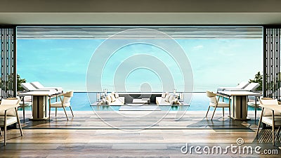 3D Rendering Beach Villa Dinning room Stock Photo