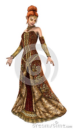 3D Rendering Princess of Autumn on White Stock Photo