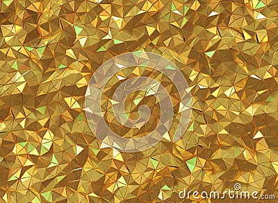 3D rendering beautiful shiny golden triangle geometry. Stock Photo