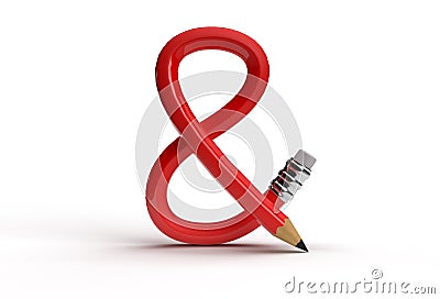 3d Rendering of Bent Pencil font letter S Pen Tool Created Clipping Path Included in JPEG Easy to Composite Stock Photo