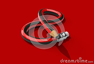 3d Rendering of Bent Pencil font letter S Pen Tool Created Clipping Path Included in JPEG Easy to Composite Stock Photo