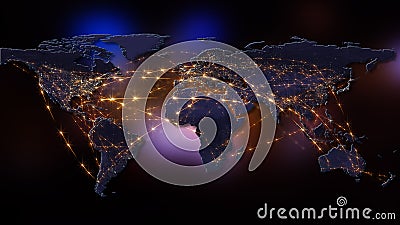 3D rendering abstract of world network, internet and global connection concept. Elements of this image furnished by NASA Stock Photo