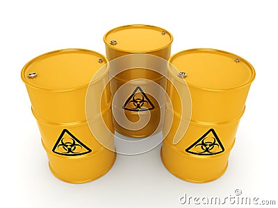 3D rendering biohazard barrels Stock Photo