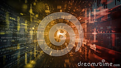 3D rendering bitcoin cryptocurrency coin on colorful background, cryptocurrency concept color art Editorial Stock Photo