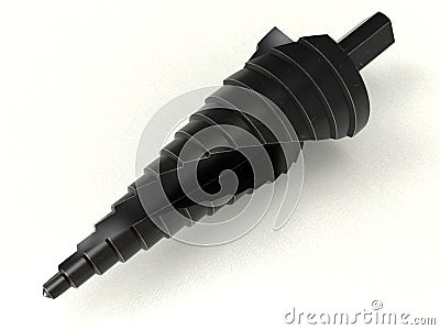 3D rendering - black conical milling cutter Cartoon Illustration