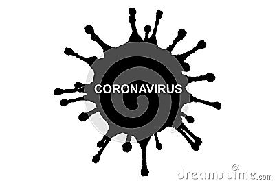 3D rendering black coronavirus cells covid-19 influenza flowing on isolated white background as dangerous flu strain cases as a Stock Photo