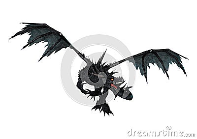 3D Rendering Black Dragon on White Stock Photo