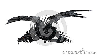 3D Rendering Black Dragon on White Stock Photo