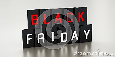 3D Rendering. Black Friday sale inscription design template. 3D illustration Cartoon Illustration