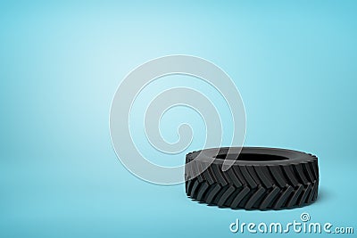 3d rendering of black wheel tyre on blue background Stock Photo