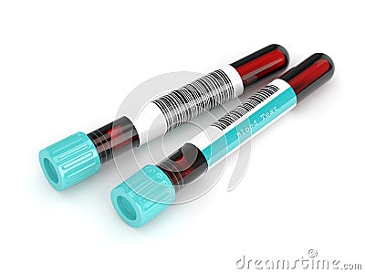 3D rendering of blood test tubes Stock Photo