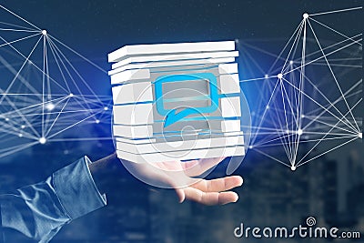 3D rendering Blue Email symbol displayed in a sliced cube Stock Photo