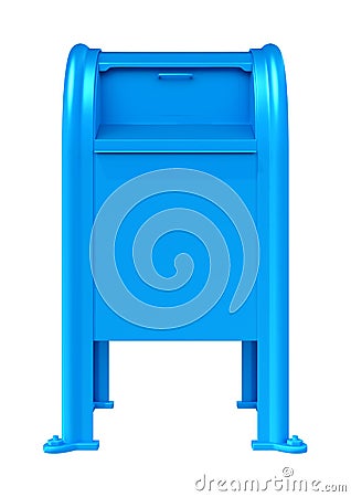 3D Rendering Blue Postbox on White Stock Photo