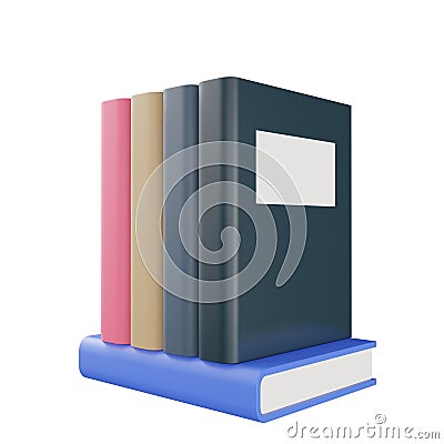 books, 3d icons, pastel minimal cartoon style isolated Stock Photo