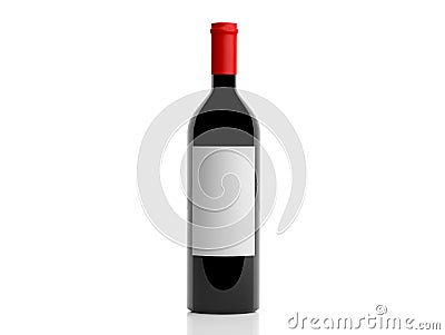 3d rendering bottle of red wine on white background Stock Photo