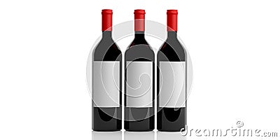 3d rendering bottles of red wine on white background Stock Photo