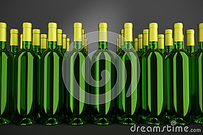 Bottles of white. wine in front of dark background Stock Photo