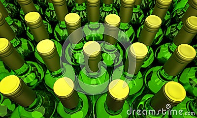 Bottles of white wine shot from above with illumination from below Stock Photo