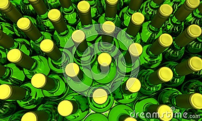 Bottles of white wine shot from above with illumination from below Stock Photo