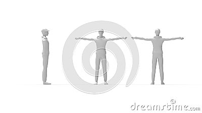 3D rendering of a boy human person character model arm spread Stock Photo