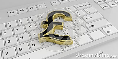 3d rendering British pound symbol on a keyboard Stock Photo