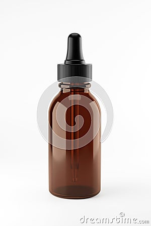 3D rendering of brown medical oil glass bottle mockup Stock Photo