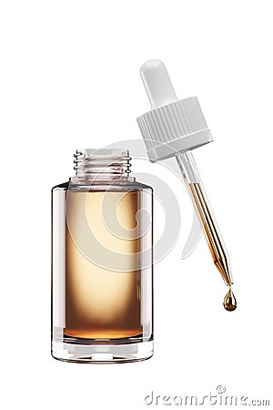 3D rendering of brown medical oil glass bottle isolated on white background Stock Photo