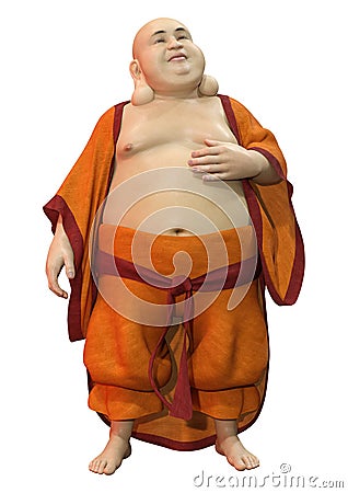 3D Rendering Budai on White Stock Photo