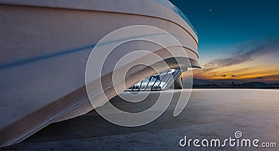 3D rendering building exterior with futuristic streamlined design Stock Photo