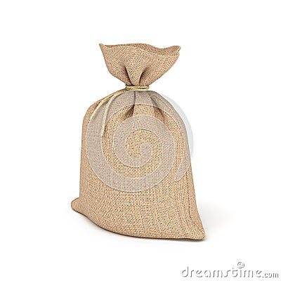 3d rendering of burlap bag isolated on white background. Stock Photo