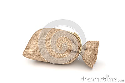 3d rendering of burlap money bag isolated on white background. Stock Photo