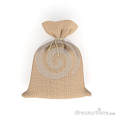 3d rendering of burlap money bag isolated on white background. Stock Photo