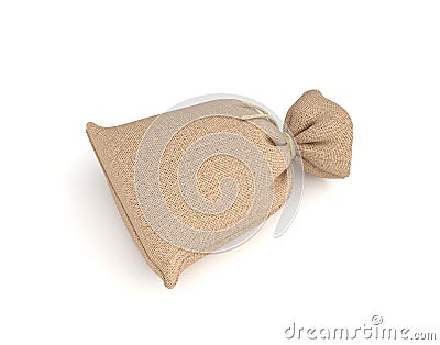 3d rendering of burlap money bag on white background. Stock Photo