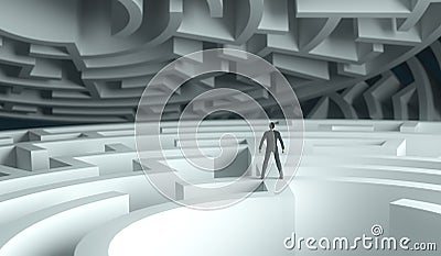 3d rendering businessman standing over a maze Stock Photo