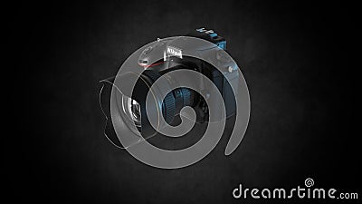 3D rendering of a camera on dark background Editorial Stock Photo