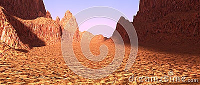 3D Rendering Canyon Valley Stock Photo