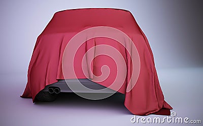 3d rendering car covered with red velvet Stock Photo