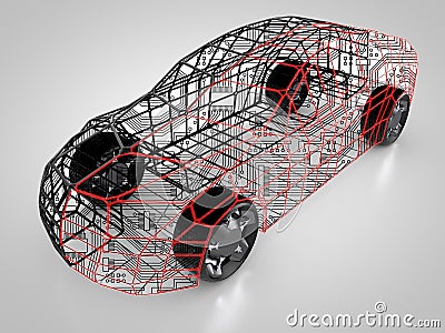 3D rendering: car technology Stock Photo