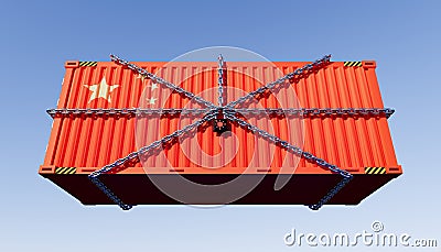 Cargo container and China trade lockdown Stock Photo