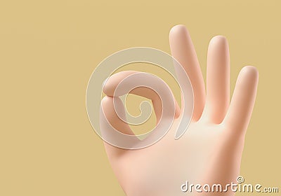 3d rendering of cartoon hand, okay sign gesture Stock Photo