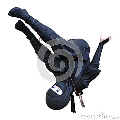 3D Rendering Cartoon Ninja Boy on White Stock Photo