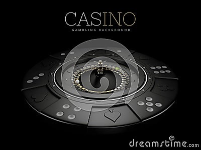 3d rendering of Casino blue chip and roullette. cliping path included Stock Photo