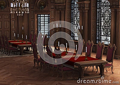 3D Rendering Castle Interior Stock Photo