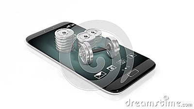 3D rendering cell phone with weights on it Cartoon Illustration