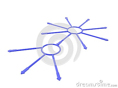 3D Rendering of chain of comand network Stock Photo