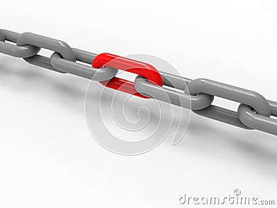 3D rendering - chain individual element highlight Cartoon Illustration