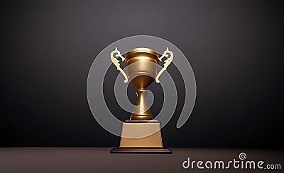 3d rendering champion golden trophy placed on table Stock Photo